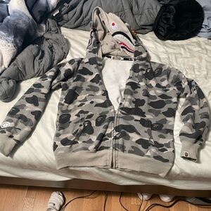 Bape Gray Zip Up Sweater Urban Camouflage